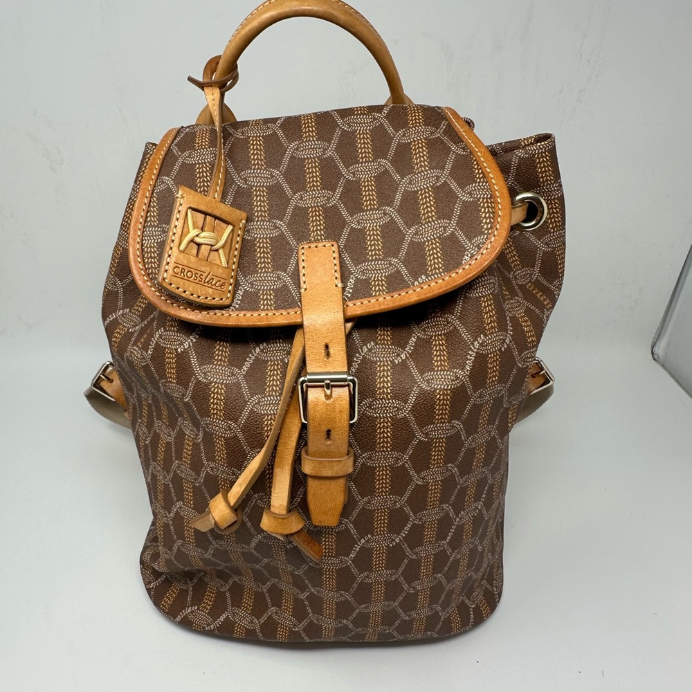 Crosslace Drawstring Genuine Leather Backpack